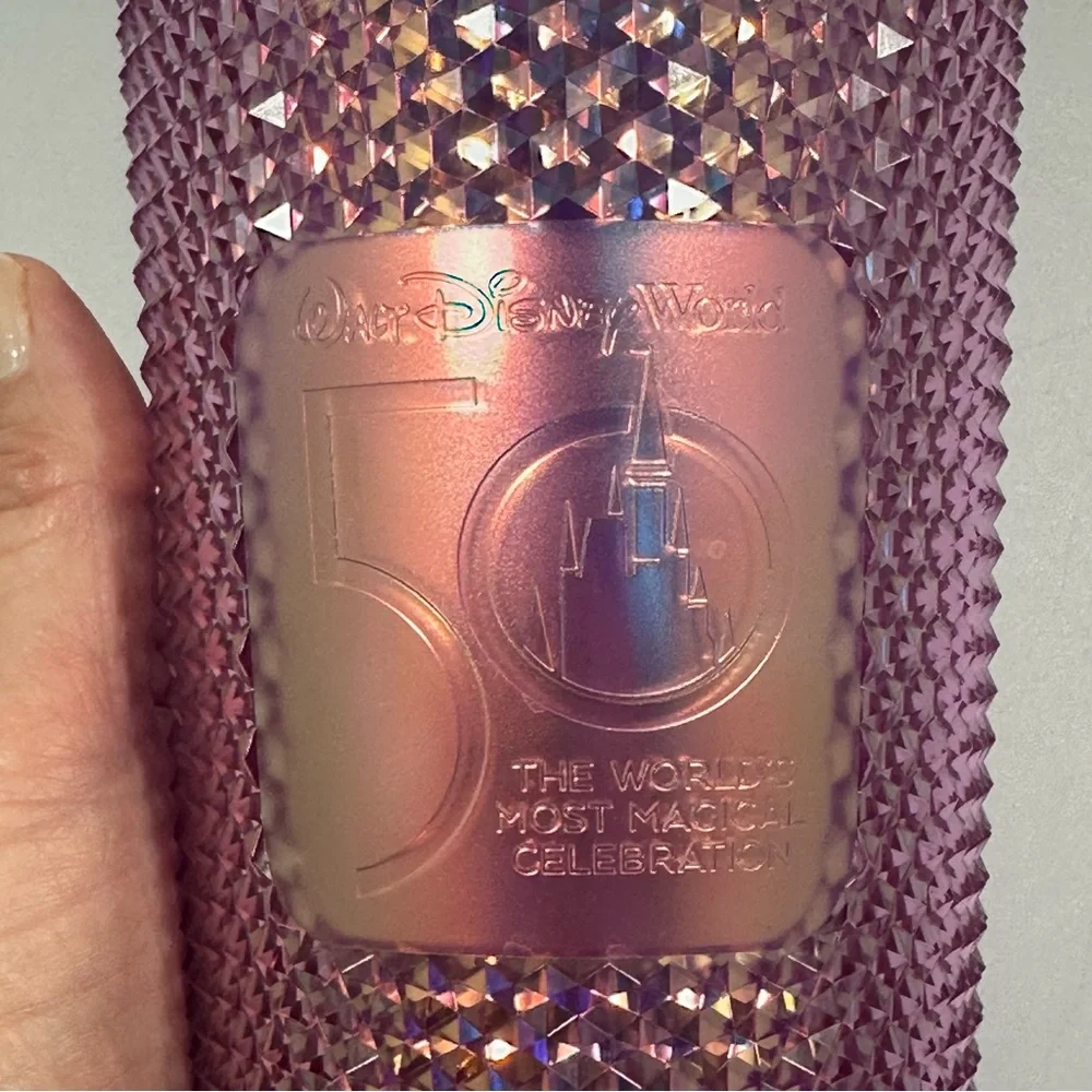 Starbucks Disney World 50th Anniversary Studded Iridescent Purple Pink Tumbler